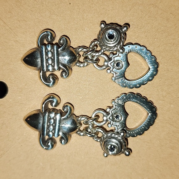 Brighton Heart Crown Fluer De Lis Post Earrings - Picture 7 of 7